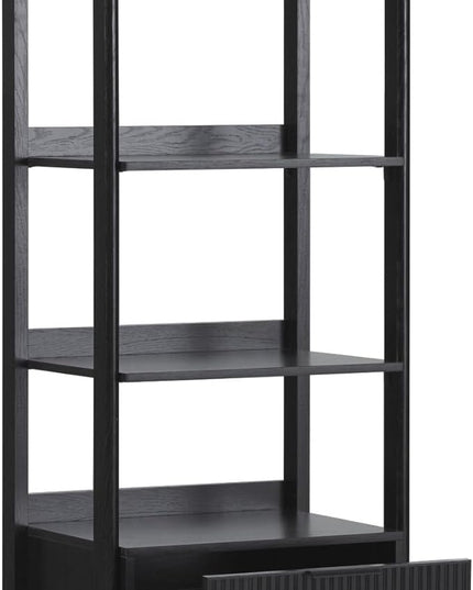 Walker Edison Modern Narrow Open Bookshelf Bottom, 22 Inch, One-Drawer Black - LeafyLoom