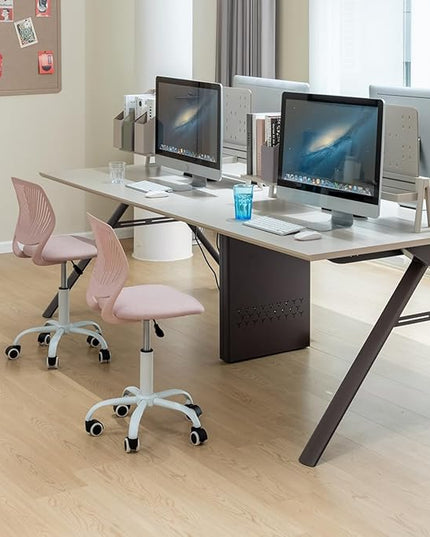 FurnitureR Writing Task Chair for Teens Boys Girls 360 Rolling Wheels Fabric Soft Pad Seat Breathable Backrest, Height Adjustable Liftup 29.5"-34.3", Morandi Pink - LeafyLoom