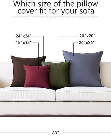 Jeanerlor Pack of 2 24 x 24 Inch Cotton Linen Soft Soild Decorative Square Throw Pillow Covers Green Cushion Case Set for Bedroom/Sofa/Car 60 x 60 cm, Dark Green - LeafyLoom
