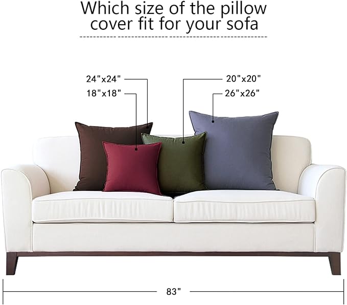 Jeanerlor Pack of 2 24 x 24 Inch Cotton Linen Soft Soild Decorative Square Throw Pillow Covers Green Cushion Case Set for Bedroom/Sofa/Car 60 x 60 cm, Dark Green - LeafyLoom