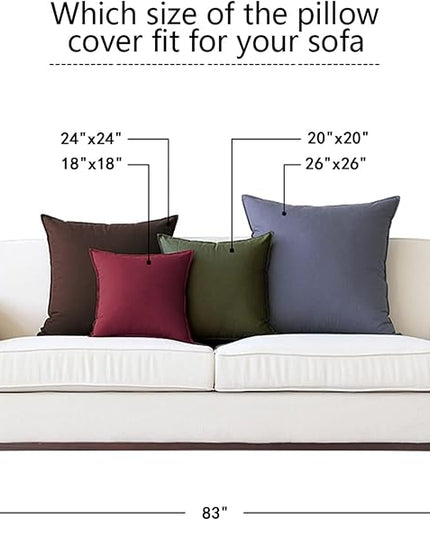 Jeanerlor Pack of 2 24 x 24 Inch Cotton Linen Soft Soild Decorative Square Throw Pillow Covers Green Cushion Case Set for Bedroom/Sofa/Car 60 x 60 cm,Earth Yellow - LeafyLoom