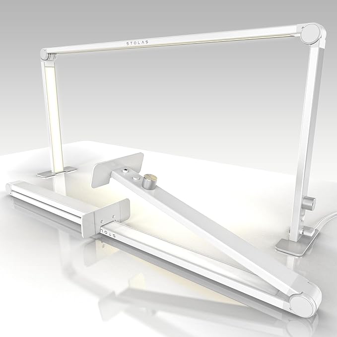 LED Desk Lamp 36W, 4000-6000K Dimmable Table Lamp, 3 Lighting Modes, Square Desk Light for Study, Model Building, Painting, Crafting-White - LeafyLoom