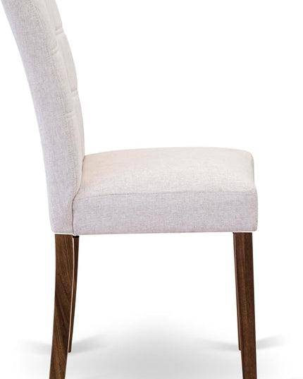 East West Furniture ANAS3-AWA-08 3 Piece Kitchen Set Contain A Modern Table and 2 Mist Beige Linen Fabric Upholstered Dining Chairs, Antique Walnut, 36x36 Inch - LeafyLoom