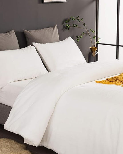 Wellboo White Velvet Comforter Sets Twin Boys Girls Solid White Fluffy Bedding Comforters Plain White Flannel Plush Quilts Women Men All White Winter Blanket Aesthetic Micromink Sherpa Bedding Durable - LeafyLoom