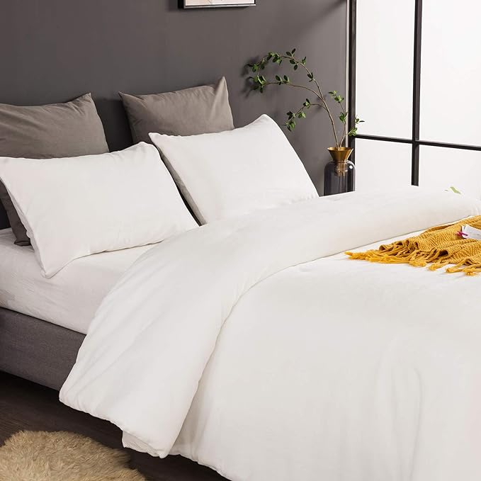 Wellboo White Velvet Comforter Sets Twin Boys Girls Solid White Fluffy Bedding Comforters Plain White Flannel Plush Quilts Women Men All White Winter Blanket Aesthetic Micromink Sherpa Bedding Durable - LeafyLoom