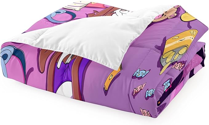 Cute African American Girls Comforter Set for Girls Room Pink Twin Comforter Set for Girls 2 Piece Afro Black Girls Bedding Set with 1 Pillowcase Snacks Bear Girls Quilt, Twin Size - LeafyLoom
