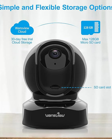 Wansview Security Camera, IP Camera 2K, WiFi Home Indoor Camera for Baby/Pet/Nanny, 2 Way Audio Night Vision, Works with Alexa, with TF Card Slot and Cloud Wansview
