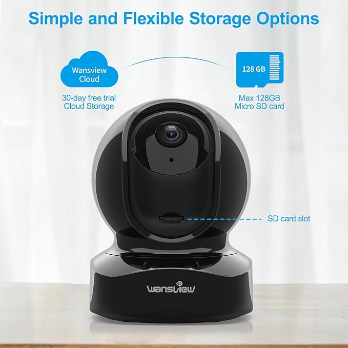 Wansview Security Camera, IP Camera 2K, WiFi Home Indoor Camera for Baby/Pet/Nanny, 2 Way Audio Night Vision, Works with Alexa, with TF Card Slot and Cloud Wansview