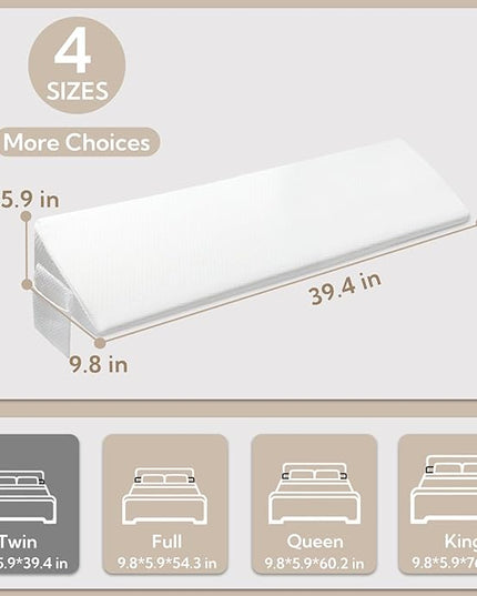 King Bed Wedge Pillow - Versatile Wedge Pillow Bed Gap Filler. Can Also be Used as a headboard Pillow, Mattress Wedge, and Bed Gap Filler(White 39"x10"x6") - LeafyLoom