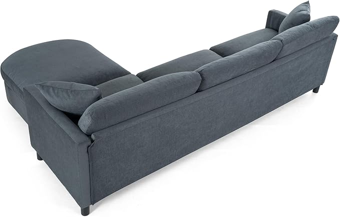 L Shaped Convertible Modular Sectional Couch with Movable Ottoman and Detachable Backrest , 4 Seater Reversible Corner Sofa ,Comfy Chenille Upholstered Sleeper Sofa&Couches for Living Room Office - LeafyLoom