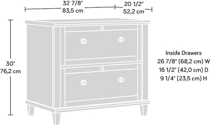 Sauder Hammond Lateral File, L: 32.87" x W: 20.55" x H: 30.0", Chalk Oak Finish - LeafyLoom