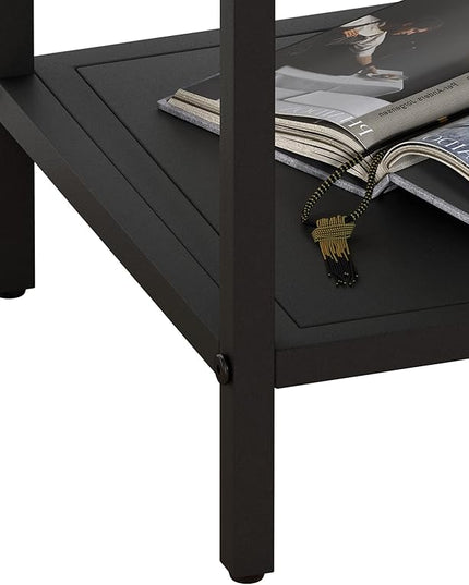 Black Metal Nightstand - 2 Shelf Multipurpose End Table Sturdy Sturdy Bedside Table Easy to Clean Suitable for Function As a Night Stand,End Table,Side Table (Black) - LeafyLoom