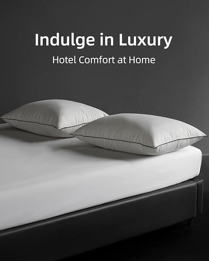 Hungarian Goose Down Pillows Queen Size, Fluffy 3-Chamber Bed Pillows for Sleeping, Luxurious Soft Cloud Pillow for Back, Stomach or Side Sleepers(Queen, 1 Pack) - LeafyLoom