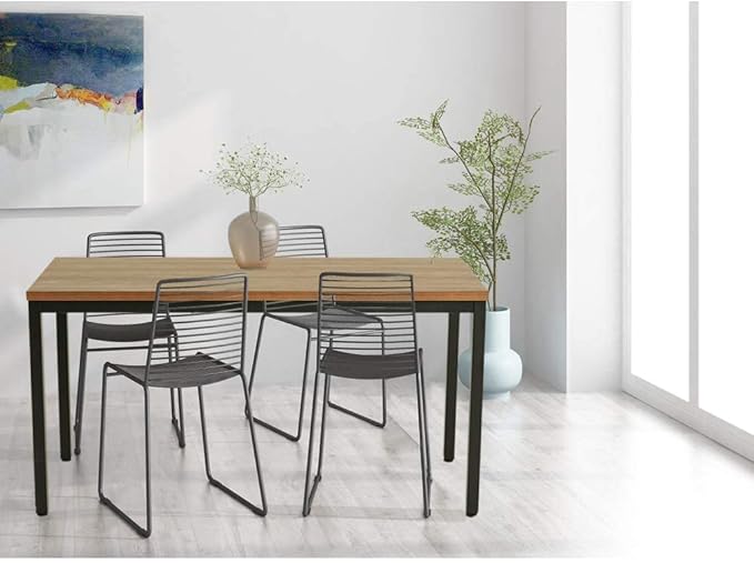 BIBOC 24X55 inches Computer Desk/Dining Table, Office Desk, Composite Wood Board Sturdy Writing Workstation for Home Office Walnut and Black Legs - LeafyLoom