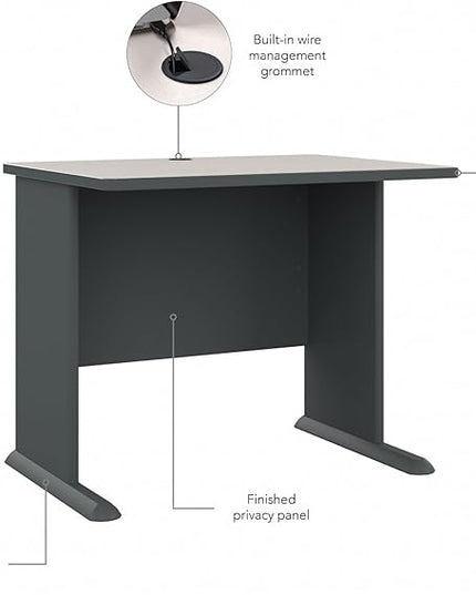 Bush Business Furniture Series A 36W Small Desk in White Spectrum and Slate, Compact Computer Table for Home or Professional Office - LeafyLoom