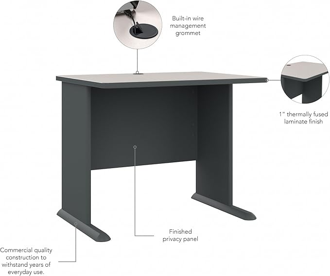 Bush Business Furniture Series A 36W Small Desk in White Spectrum and Slate, Compact Computer Table for Home or Professional Office - LeafyLoom