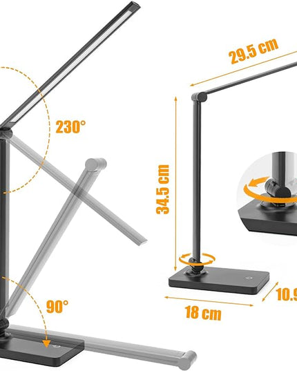 Rechargeable Desk Lamp LED Desk Lamps Eye-caring Desk Lamps Dimmable Table Lamps Dimmable Office Lamp with USB Port Touch Control for Home Office Bedroom student dormitory - LeafyLoom