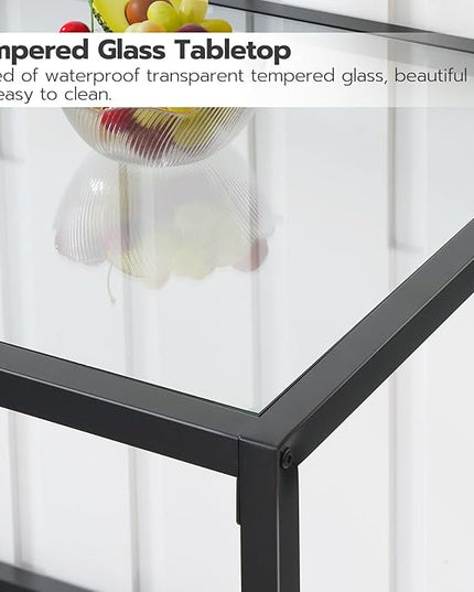 HOOBRO Mordern Dining Table Set, Glass Dining Room Table Set for Small Spaces, Kitchen Table and Chairs for 3 Table with Chairs Home Furniture Rectangular, Black BK80CZ01 - LeafyLoom