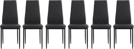 NicBex Dining Table for 6 Kitchen & Dining Room Tables 7-Piece Dining Table Set Modern Dining Table and Chair Glass Dining Table with 4 Chairs for Small Space, Black - LeafyLoom