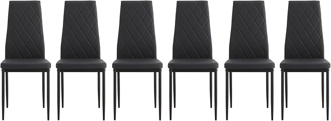 NicBex Dining Table for 6 Kitchen & Dining Room Tables 7-Piece Dining Table Set Modern Dining Table and Chair Glass Dining Table with 4 Chairs for Small Space, Black - LeafyLoom