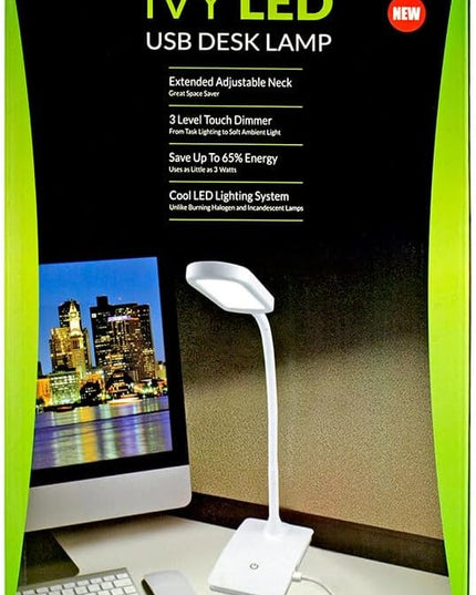 IVY20-40BK Ivy LED Desk Lamp with USB Port for Home Office - Super Bright Small Desk Lamp, a Perfect LED Desk Light as Study Lamp, Bedside Reading Lights (Black) - LeafyLoom
