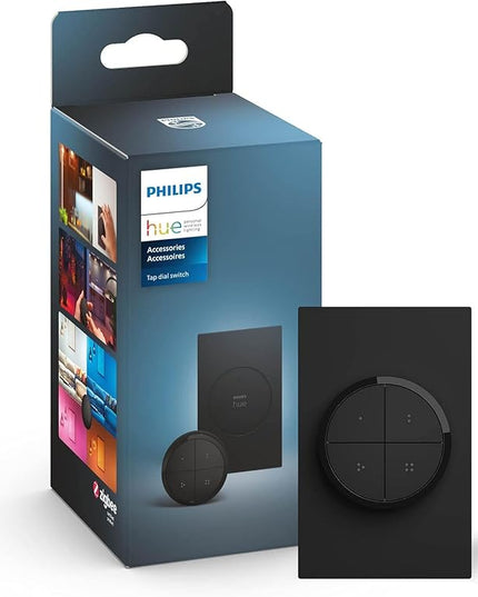 Philips Hue Wall Tap Dial Light Switch, Portable, Black - 1 Pack - Requires Hue Lights and Hue Bridge - Smart Home - Easy, No-Wire Installation PhilipsHue