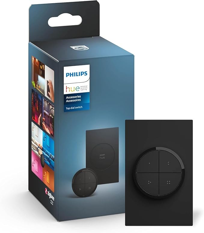 Philips Hue Wall Tap Dial Light Switch, Portable, Black - 1 Pack - Requires Hue Lights and Hue Bridge - Smart Home - Easy, No-Wire Installation PhilipsHue