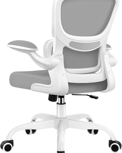 Office Chair, Ergonomic Desk Chair with Lumbar Support and Adjustable Armrests, Comfy Desk Chair Breathable Mesh Mid Back Computer Chair, Reclining Office Chair for Home Office - Light Gray - LeafyLoom