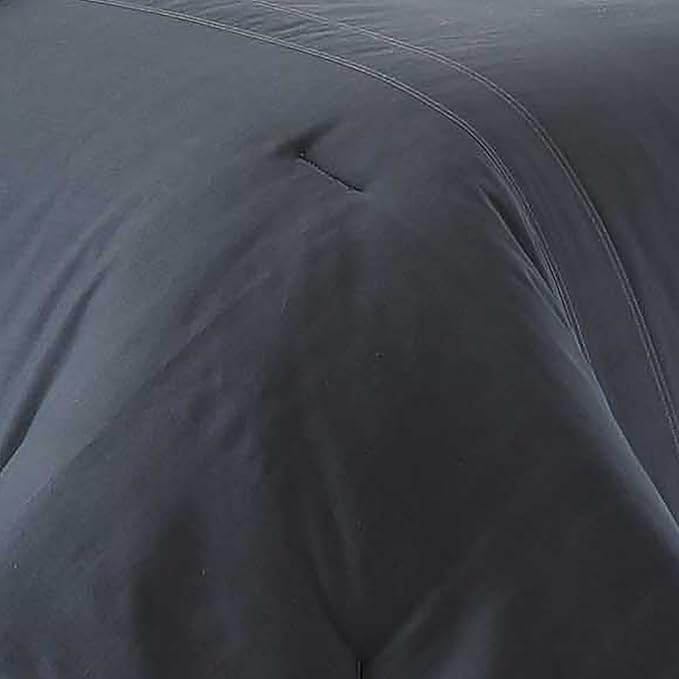 Eddie Bauer - Queen Comforter Set, Reversible Cotton Bedding with Matching Shams, Pre-Washed for Added Softness (Kingston Charcoal, Queen) - LeafyLoom