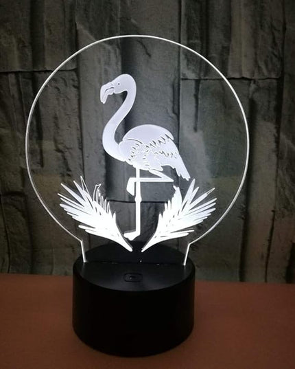 Optical Illusion 3D Flamingo Night Light USB Power Remote Control Touch Switch LED Decor Table Lamp 7/16 Colors Changing Lights Children Kids Toy Christmas Xmas Brithday Gift - LeafyLoom