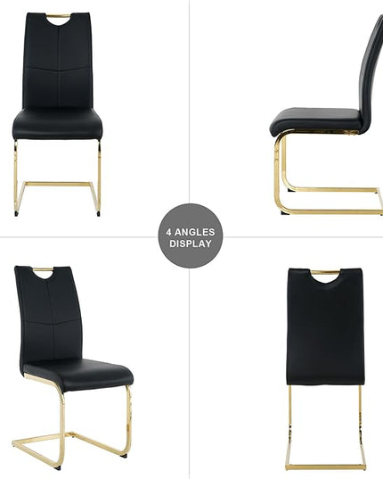 NicBex Haerin-SD-00371-LWJ Dining Chairs, 16.5"x17.9"x38.2", Black and Gold - LeafyLoom