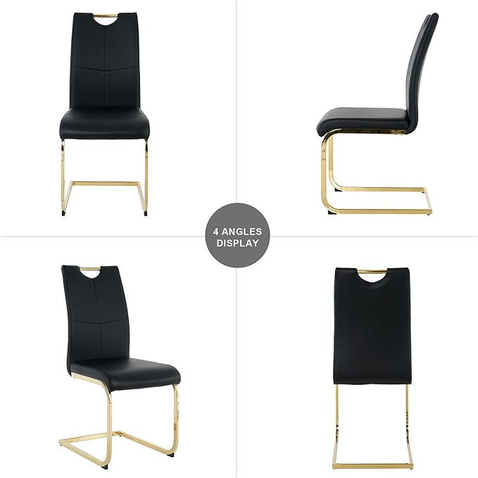 NicBex Haerin-SD-00371-LWJ Dining Chairs, 16.5"x17.9"x38.2", Black and Gold - LeafyLoom