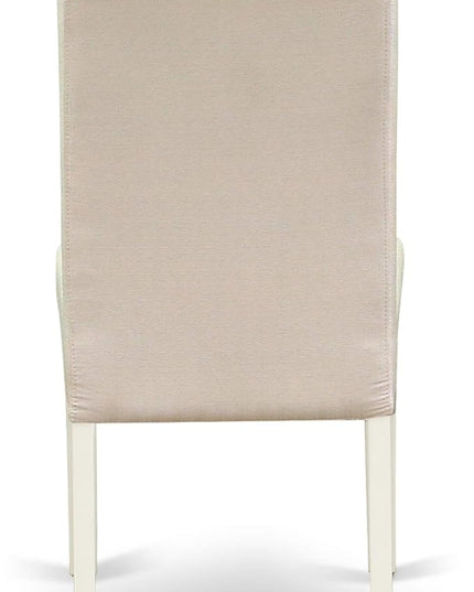 East West Furniture ANBA3-LWH-01 3 Piece Dinette Set for Small Spaces Contains a Round Kitchen Table with Pedestal and 2 Cream Linen Fabric Parson Dining Chairs, 36x36 Inch - LeafyLoom