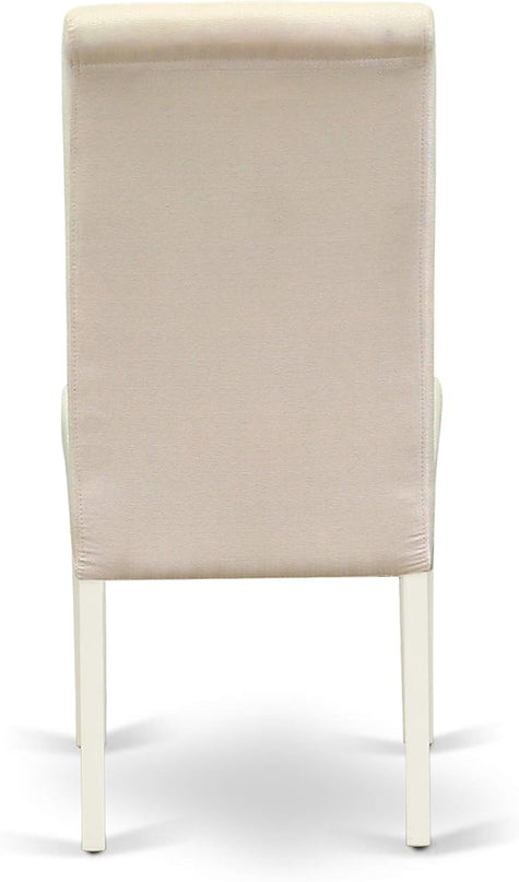 East West Furniture ANBA3-LWH-01 3 Piece Dinette Set for Small Spaces Contains a Round Kitchen Table with Pedestal and 2 Cream Linen Fabric Parson Dining Chairs, 36x36 Inch - LeafyLoom