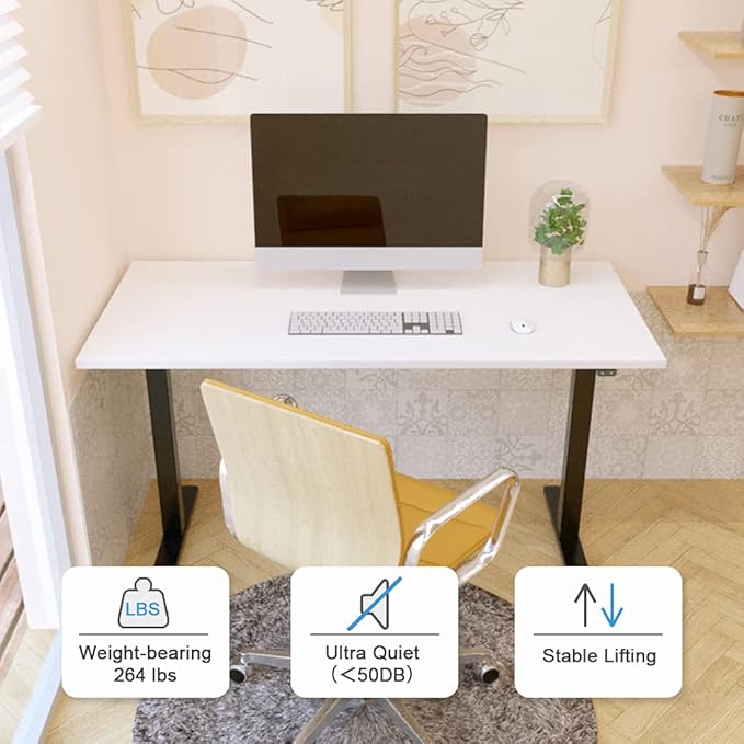 Electric Standing Desk Frame, Dual Motor Height Adjustable Desk Base for Home and Office (Black Frame + Motors + Control Panel) - LeafyLoom