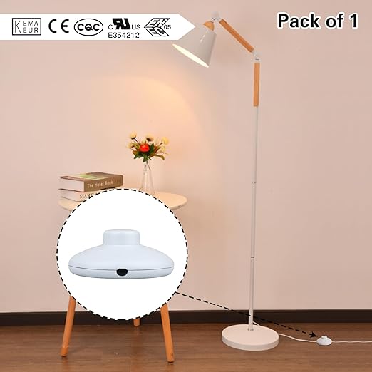 1Pcs Floor Lamp Foot Switch, White Foot Pedal Switch, Round Floor Lamps Foot Inline Switch, Step ON Off Spring Push Button, for Foot Pedal Control Replacement Floor Lamp Extension Cord Parts - LeafyLoom