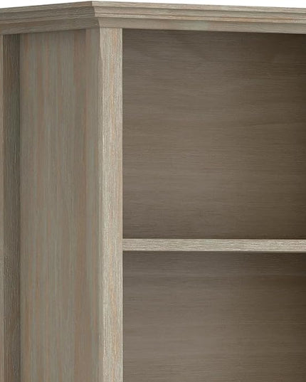 SIMPLIHOME Amherst SOLID WOOD 30 Inch Transitional 5 Shelf Bookcase in Distressed Grey, For the Living Room, Study Room and Office - LeafyLoom