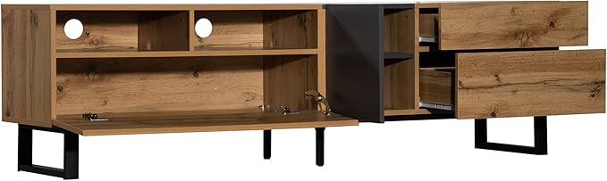 NicBex TV Stand for 80 Inch TV Modern TV Media Console Table with Double Storage Space and Drop Down Door,Entertainment Center with Storage for Living Room,Bedroom,70.9 Inch,Wood - LeafyLoom