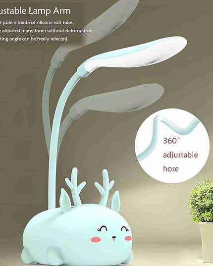 Kids Lamp, Cute LED Desk Lamp for Kids, Mini Animal Night Light, USB Rechargeable Flexible Cartoon Lamp Eye-Care Lighting for Bedroom (Deer B, Green) - LeafyLoom