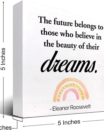 Dreams Wood Box Signs,Motivational Wood Plaque Sign,Inspirational Wooden Block Sign Decor for Home Office Shelf Desk Table Decoration C1070 - LeafyLoom