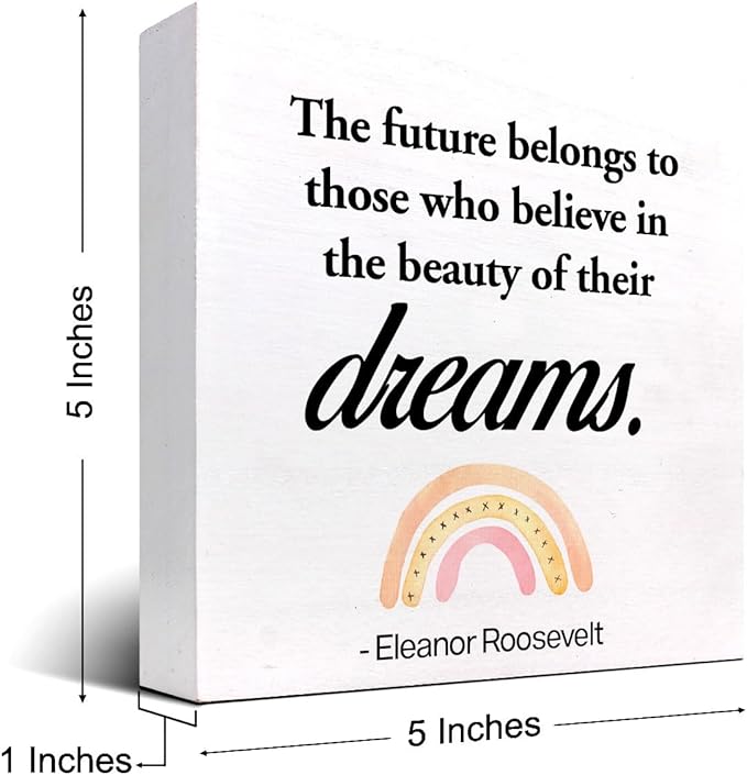 Dreams Wood Box Signs,Motivational Wood Plaque Sign,Inspirational Wooden Block Sign Decor for Home Office Shelf Desk Table Decoration C1070 - LeafyLoom