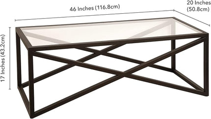 Calix 46'' Wide Rectangular Coffee Table in Blackened Bronze - LeafyLoom