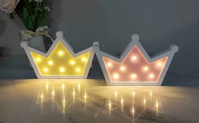 Pink Crown LED Light,Crown Lights Wall Decor,Princess Queen Kings Decoration Sign for Kids Room Home Living Room Bedroom Wedding Birthday Party Christmas - LeafyLoom