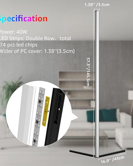 MODERN Two Pack LED Corner RGB Floor Lamp,Updated Bigger Size, Smart App Control,40W LED Color Changing Floor Lamp with Remote, RGB Floor Lamp for Bedroom,Living Room - LeafyLoom
