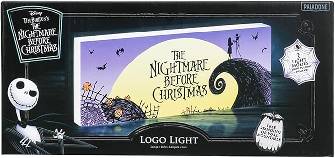 Paladone Nightmare Before Christmas Logo Light Jack Skellington and Sally Merchandise Decorate for Halloween Christmas or Year Round (30 Cm, 12" Wide) - LeafyLoom