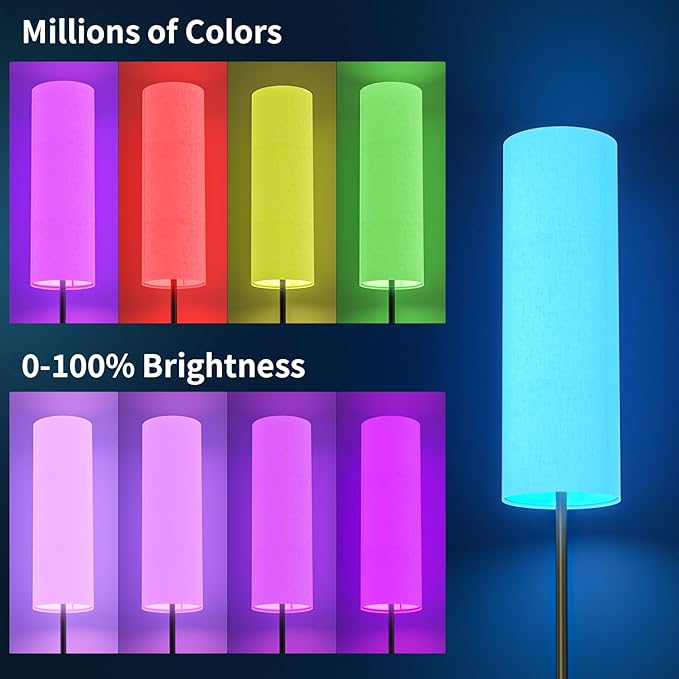 Frideko 2 Pack Smart RGB LED Floor Lamp with App and Remote Control, 16 Million Colors Modern Standing lamp, Stepless Dimmable Corner Floor Light with Timer Setting, Tall Floor Lamps for Living Room - LeafyLoom