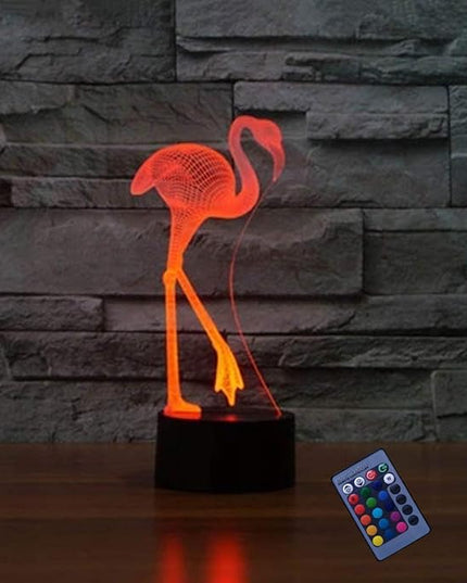 Optical Illusion 3D Flamingos Night Light 16 Colors Changing USB Powered Remote Control Touch Switch Decor Lamp LED Table Desk Lamp Children Kids Christmas Xmas Brithday Gift - LeafyLoom