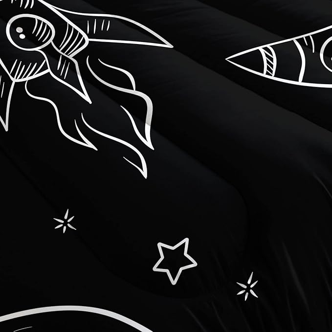 Datura home Kids Space Astronaut Comforter Set for Boys Kids Children,Galaxy Space Ship Astronaut Rocket Printed Bedding Set with 1 Comforter & 2 Pillowcases(Space Galaxy Queen), Queen 90x90inches - LeafyLoom