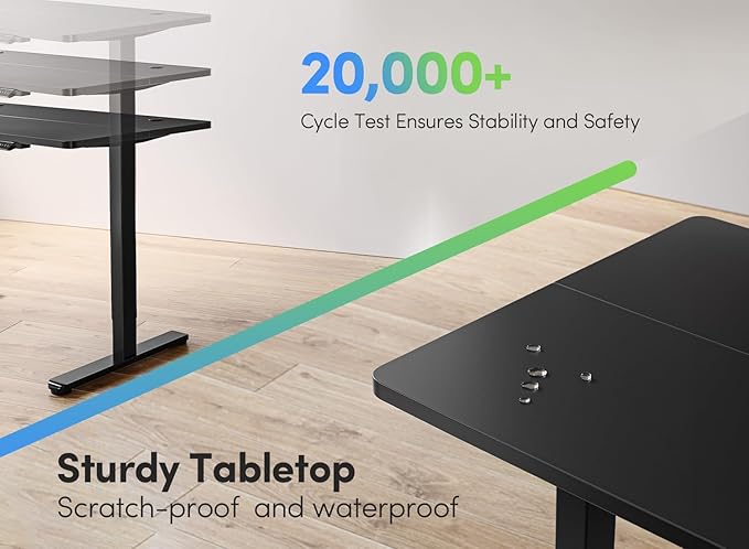 FEZIBO Electric Standing Desk, 55 x 24 Inches Height Adjustable Stand up Desk, Sit Stand Home Office Desk, Computer Desk, Black - LeafyLoom