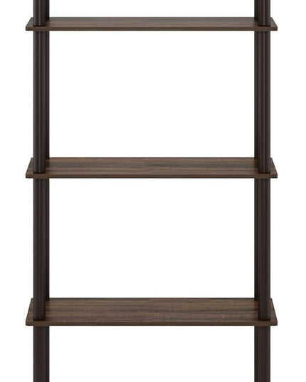 Furinno Turn-N-Tube 5-Tier Multipurpose Shelf / Display Rack / Storage Shelf / Bookshelf, Round Tubes, Walnut/Brown - LeafyLoom